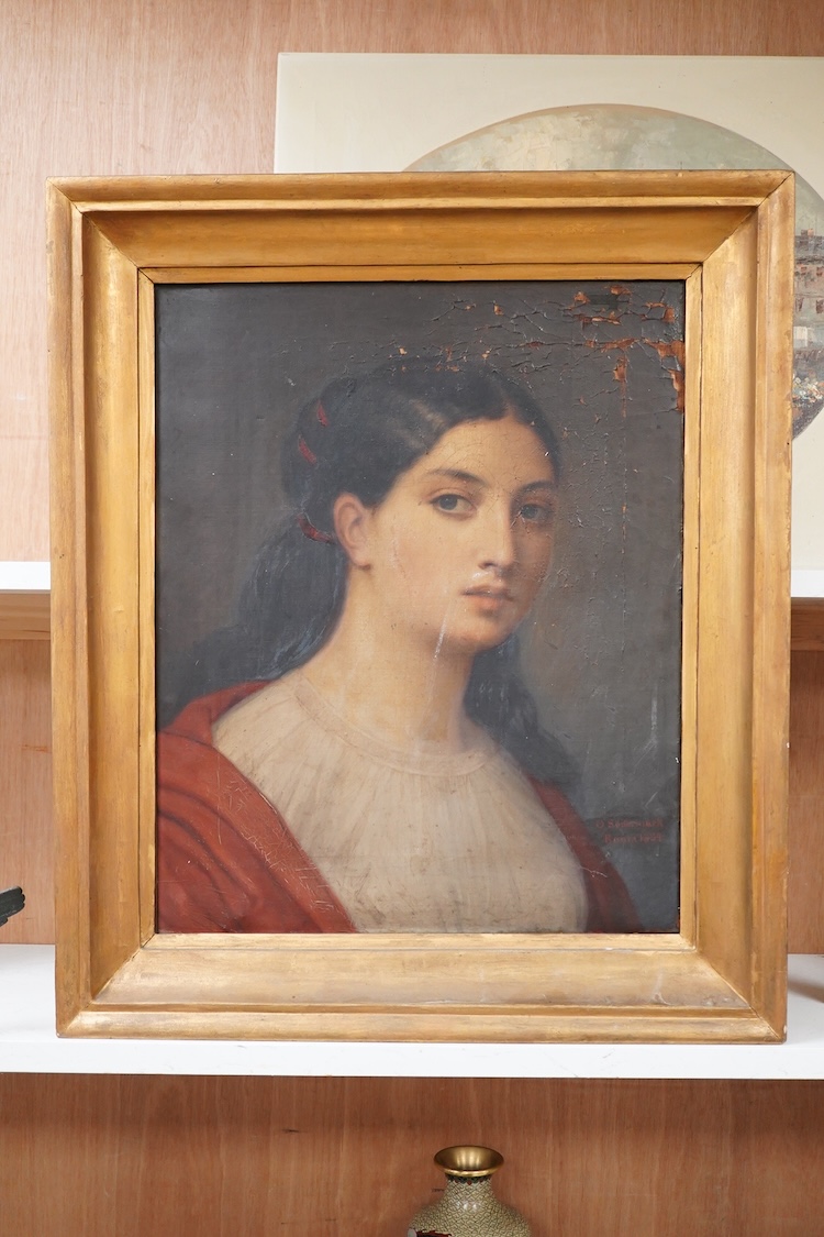 O. Sodermark, Portrait of a young beauty, signed and inscribed Roma and dated 1834, oil on canvas, 52 x 41cm, gilt framed